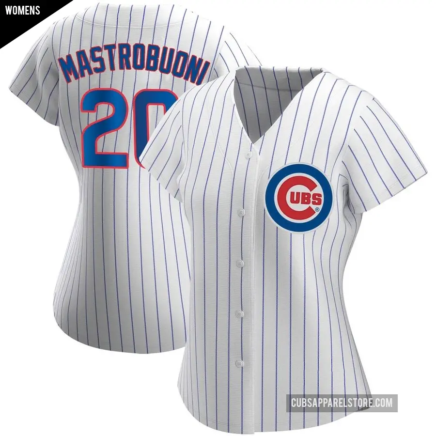 Women's Chicago Cubs ＃20 Miles Mastrobuoni Authentic White Home Jersey