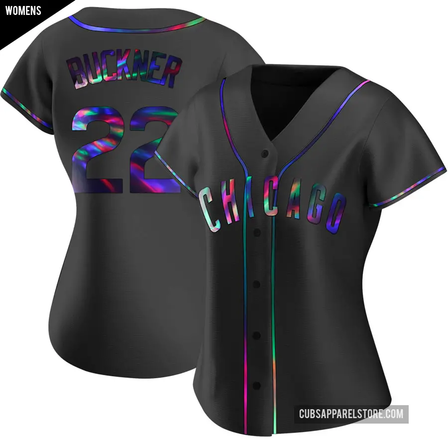 Women's Chicago Cubs ＃22 Bill Buckner Replica Black Holographic Alternate Jersey