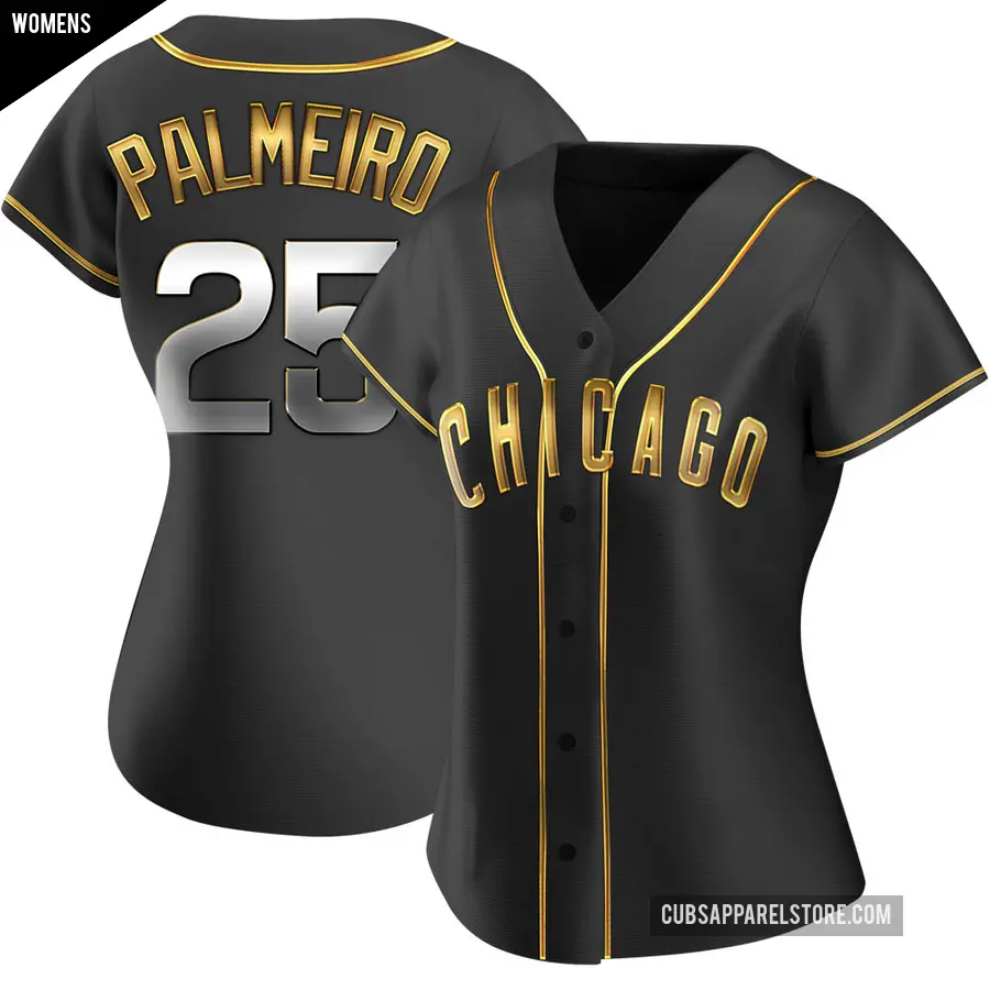 Women's Chicago Cubs ＃25 Rafael Palmeiro Replica Gold Black en Alternate Jersey