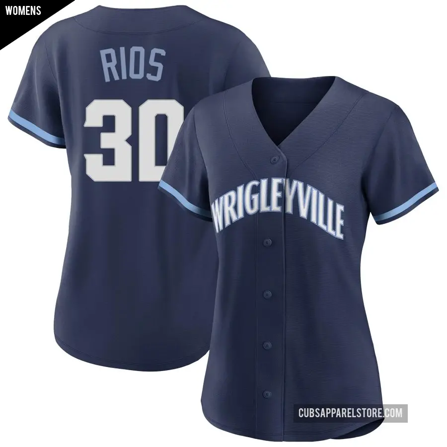 Women's Chicago Cubs ＃30 Edwin Rios Replica Navy 2021 City Connect Jersey