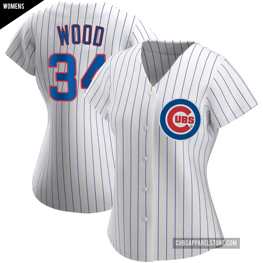 Women's Chicago Cubs ＃34 Kerry Wood Authentic White Home Jersey