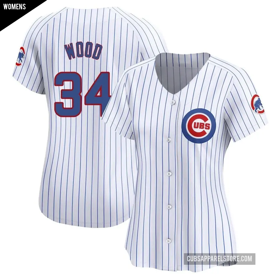 Women's Chicago Cubs ＃34 Kerry Wood Limited White Home Jersey