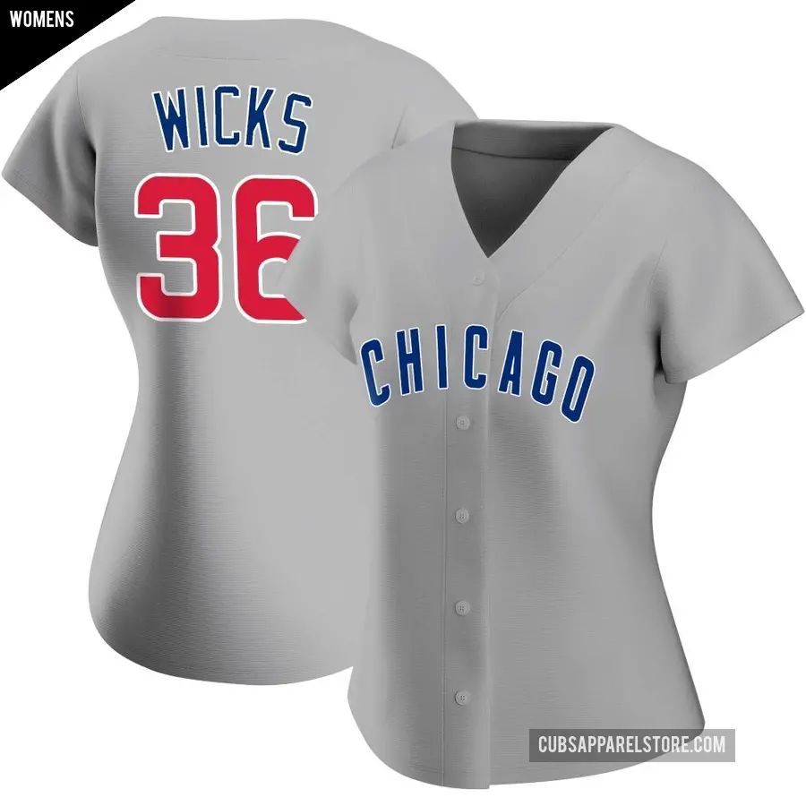 Women's Chicago Cubs ＃36 Jordan Wicks Authentic Gray Road Jersey