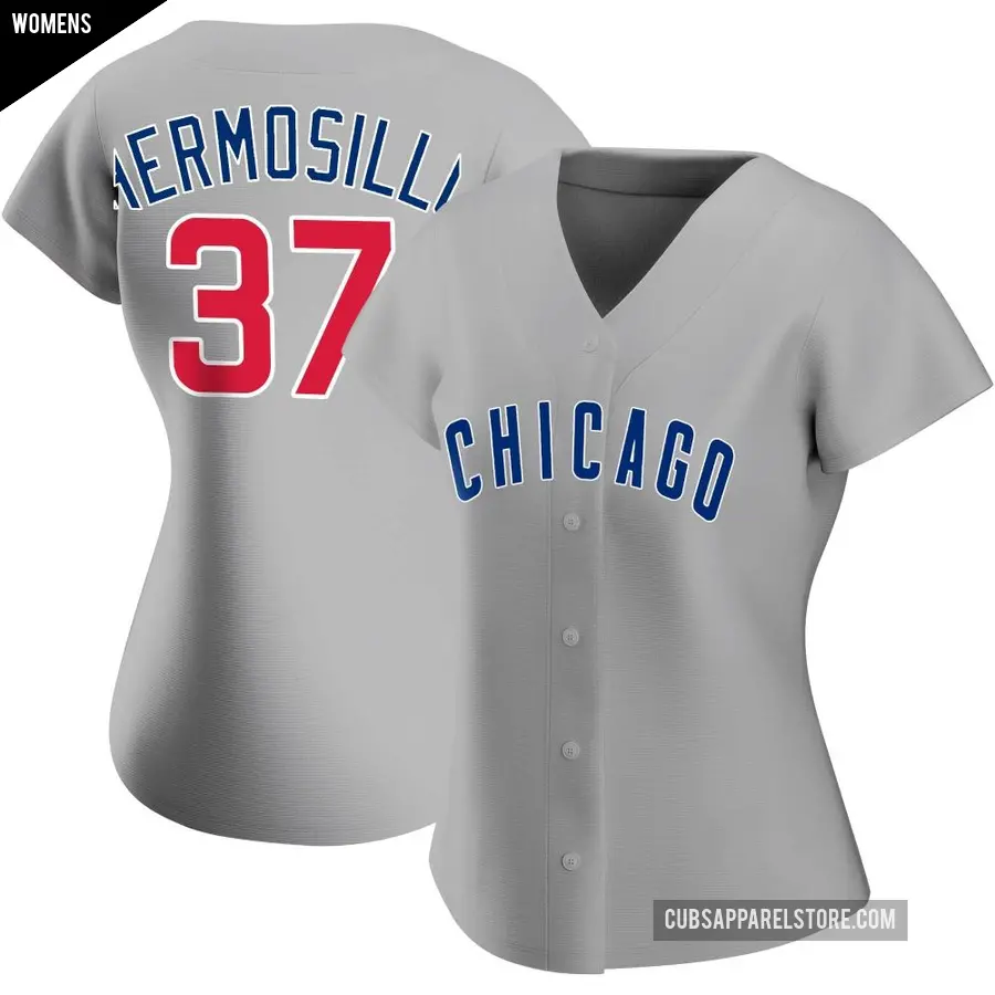 Women's Chicago Cubs ＃37 Michael Hermosillo Authentic Gray Road Jersey