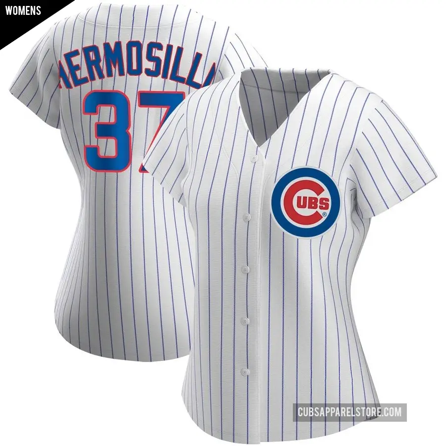 Women's Chicago Cubs ＃37 Michael Hermosillo Authentic White Home Jersey