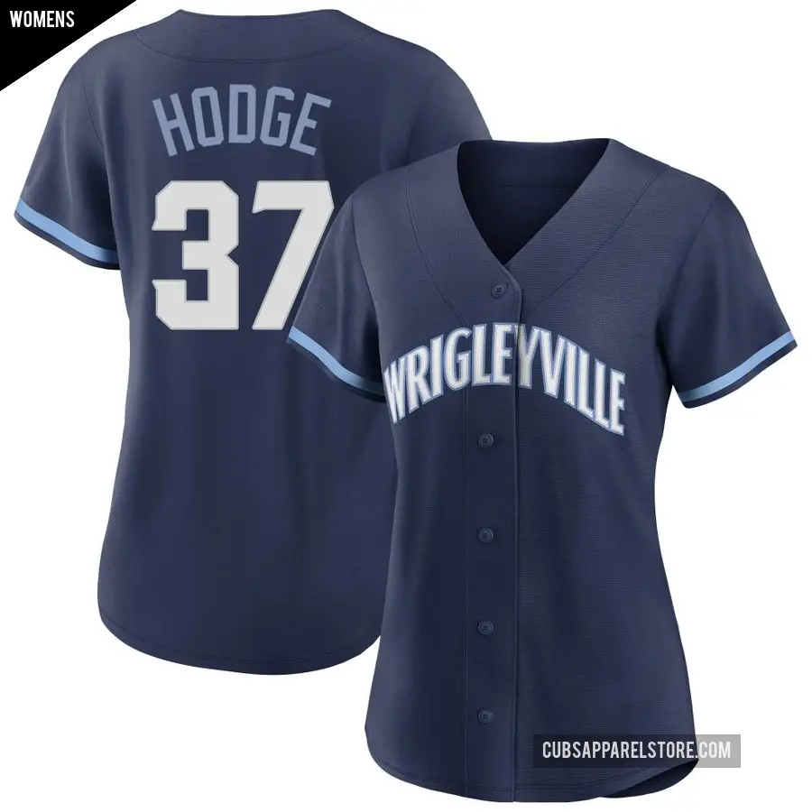 Women's Chicago Cubs ＃37 Porter Hodge Authentic Navy 2021 City Connect Jersey