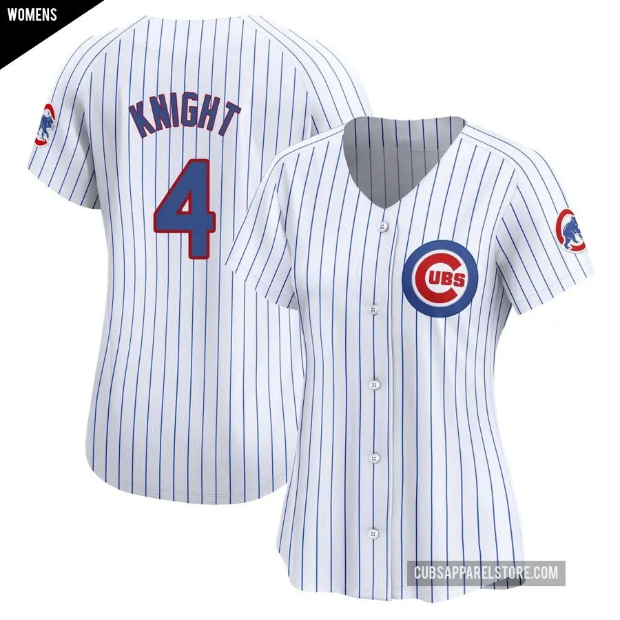 Women's Chicago Cubs ＃4 Caleb Knight Limited White Home Jersey