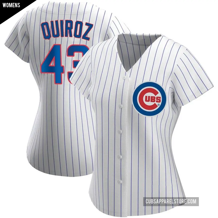 Women's Chicago Cubs ＃43 Esteban Quiroz Authentic White Home Jersey