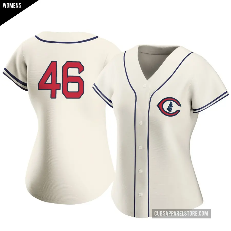 Women's Chicago Cubs ＃46 Gavin Hollowell Authentic Cream 2022 Field Of Dreams Jersey