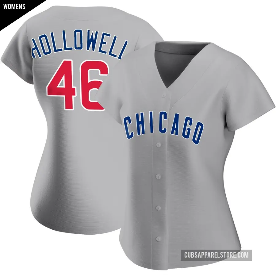 Women's Chicago Cubs ＃46 Gavin Hollowell Authentic Gray Road Jersey