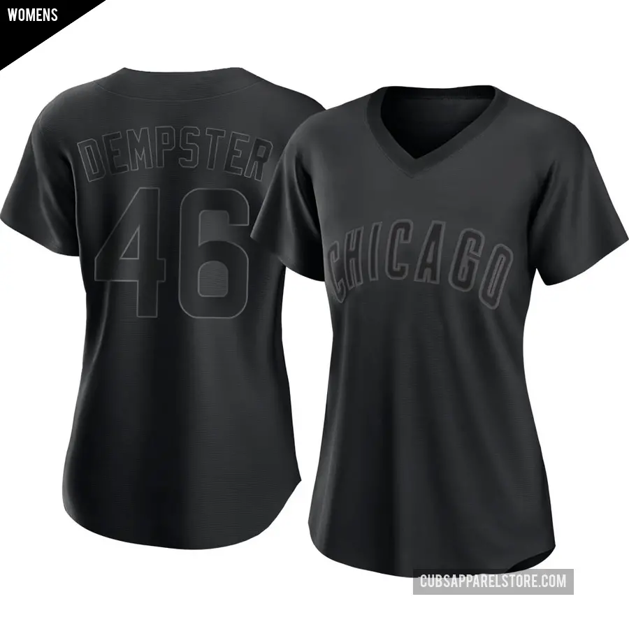 Women's Chicago Cubs ＃46 Ryan Dempster Authentic Black Pitch Fashion Jersey