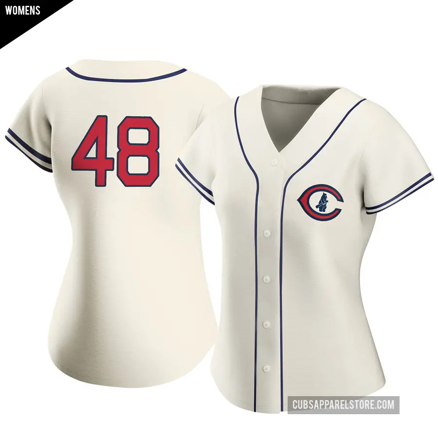 Women's Chicago Cubs ＃48 P.J. Higgins Authentic Cream 2022 Field Of Dreams Jersey