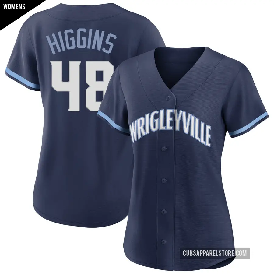 Women's Chicago Cubs ＃48 P.J. Higgins Authentic Navy 2021 City Connect Jersey