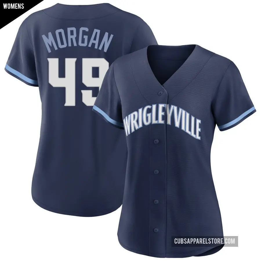 Women's Chicago Cubs ＃49 Eli Morgan Authentic Navy 2021 City Connect Jersey