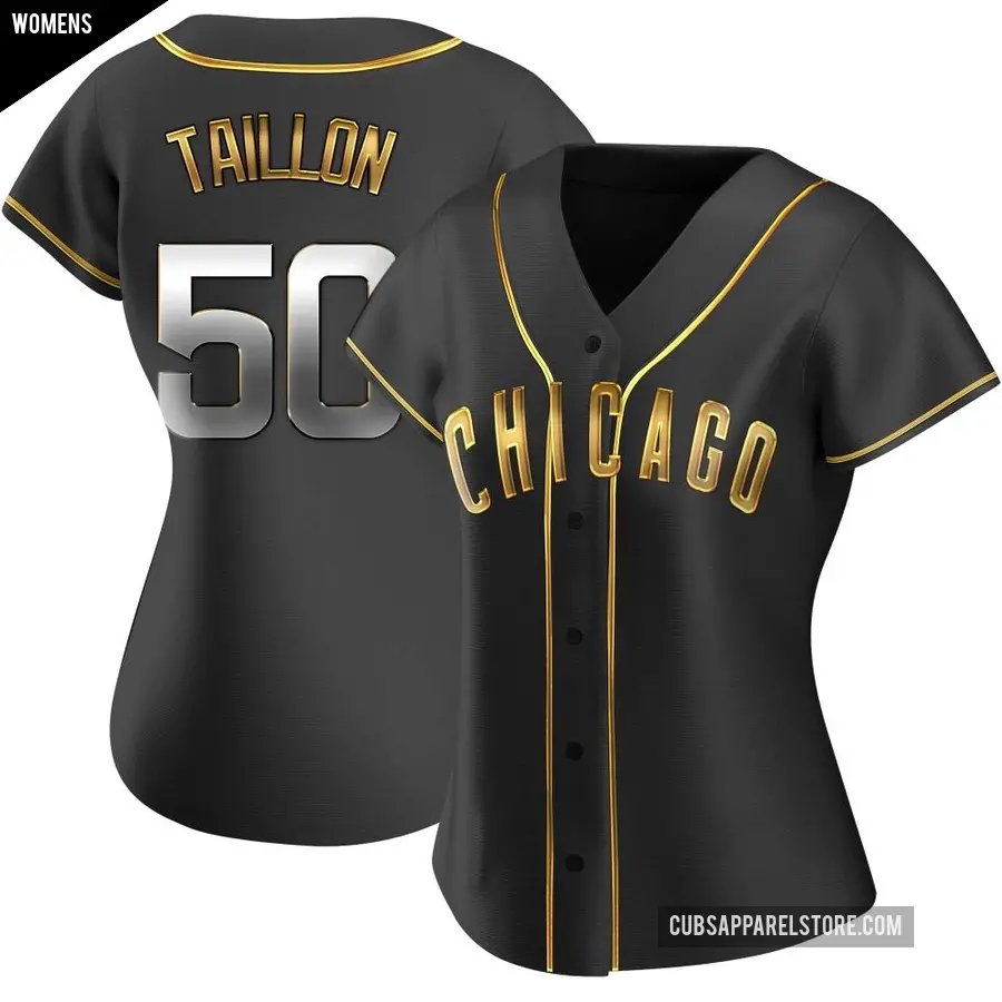 Women's Chicago Cubs ＃50 Jameson Taillon Replica Gold Black en Alternate Jersey