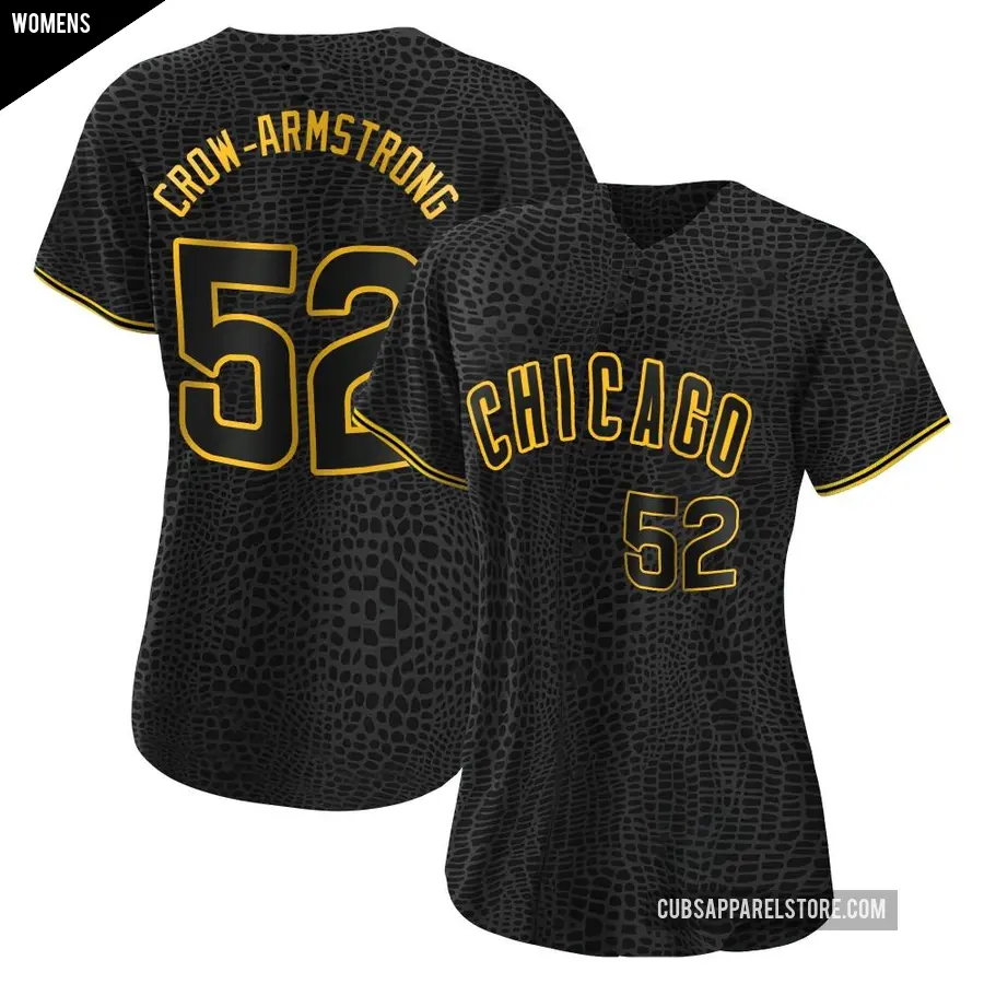 Women's Chicago Cubs ＃52 Pete Crow-Armstrong Authentic Black Snake Skin City Jersey