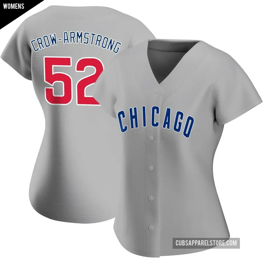 Women's Chicago Cubs ＃52 Pete Crow-Armstrong Authentic Gray Road Jersey