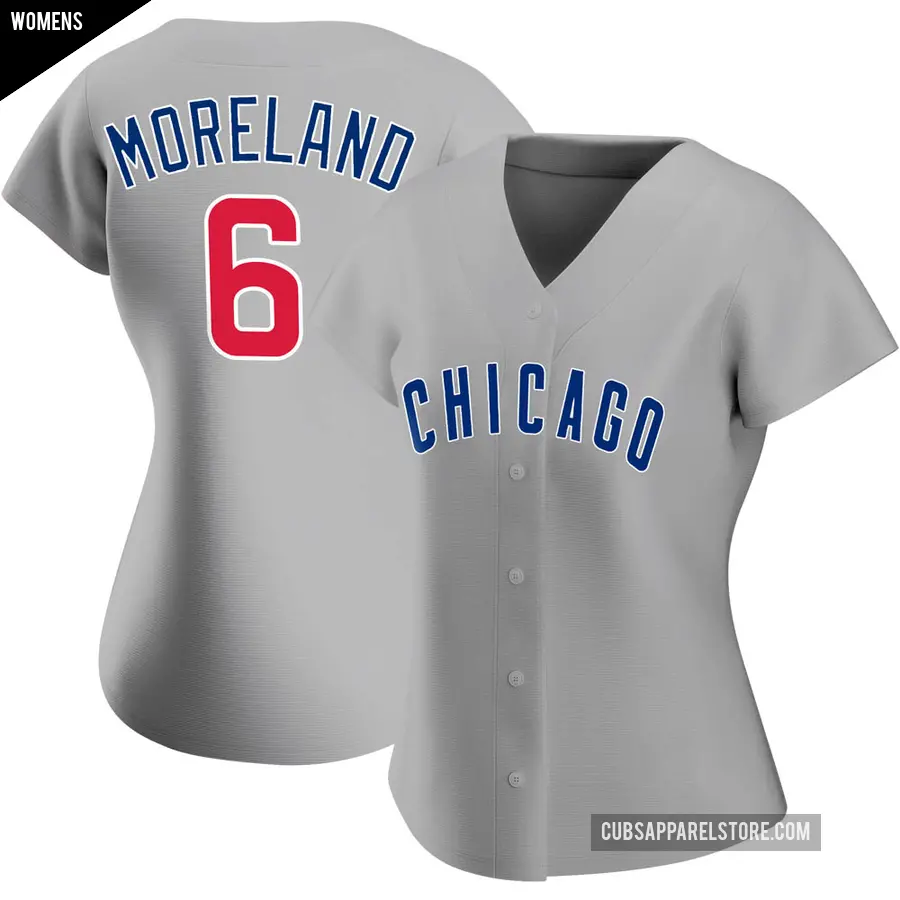 Women's Chicago Cubs ＃6 Keith Moreland Authentic Gray Road Jersey