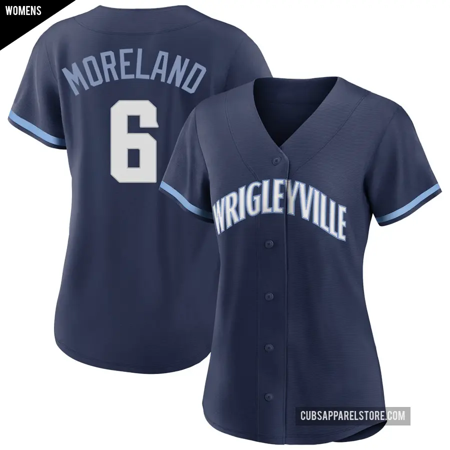 Women's Chicago Cubs ＃6 Keith Moreland Authentic Navy 2021 City Connect Jersey