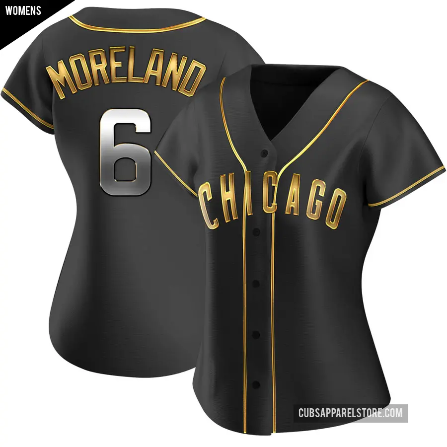 Women's Chicago Cubs ＃6 Keith Moreland Replica Gold Black en Alternate Jersey