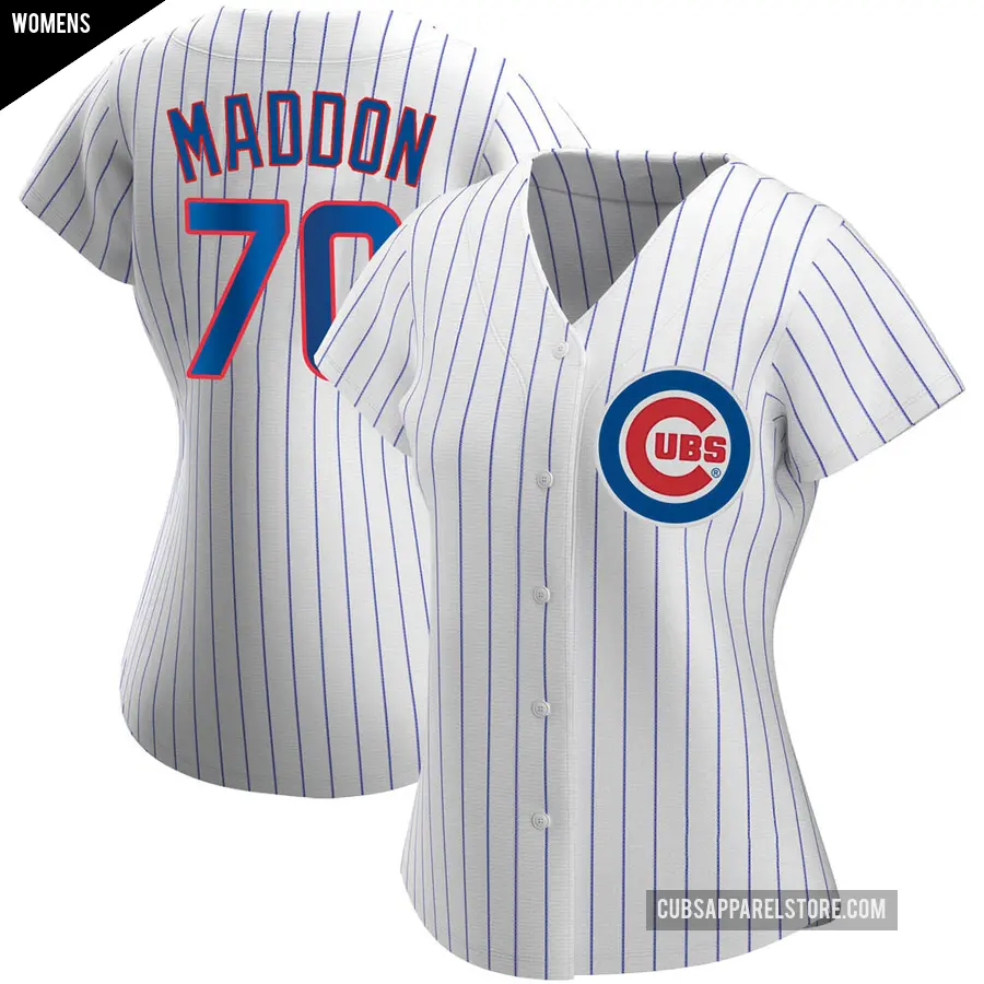 Women's Chicago Cubs ＃70 Joe Maddon Authentic White Home Jersey