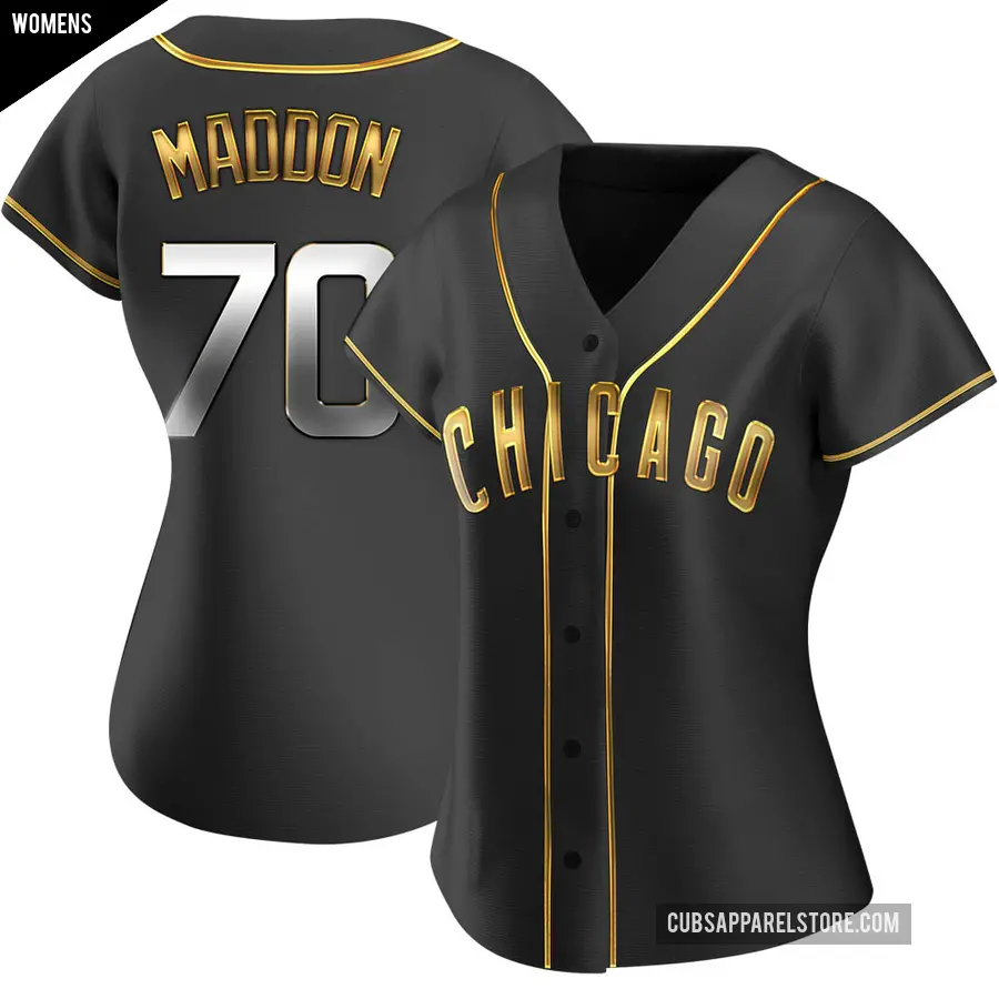 Women's Chicago Cubs ＃70 Joe Maddon Replica Gold Black en Alternate Jersey