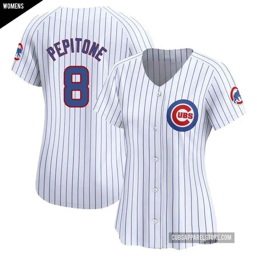 Women's Chicago Cubs ＃8 Joe Pepitone Limited White Home Jersey