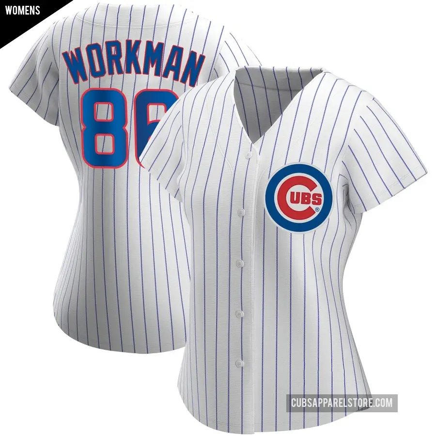 Women's Chicago Cubs ＃86 Gage Workman Authentic White Home Jersey