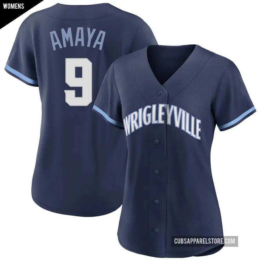 Women's Chicago Cubs ＃9 Miguel Amaya Authentic Navy 2021 City Connect Jersey