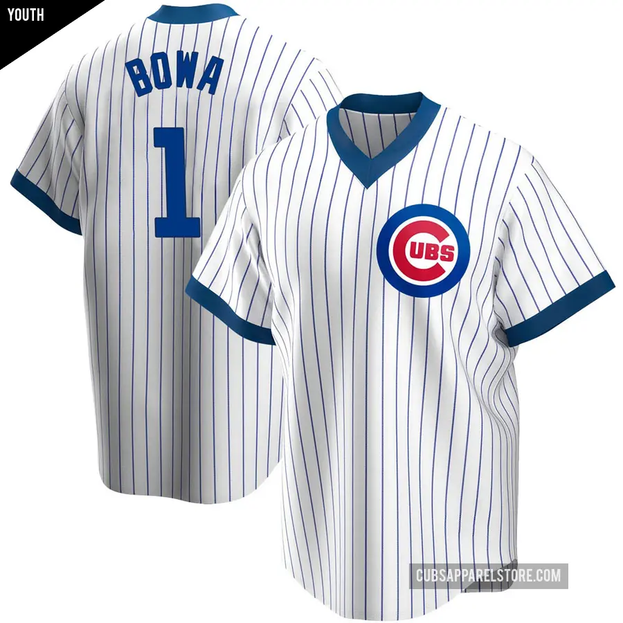 Youth Chicago Cubs ＃1 Larry Bowa Replica White Home Cooperstown Collection Jersey