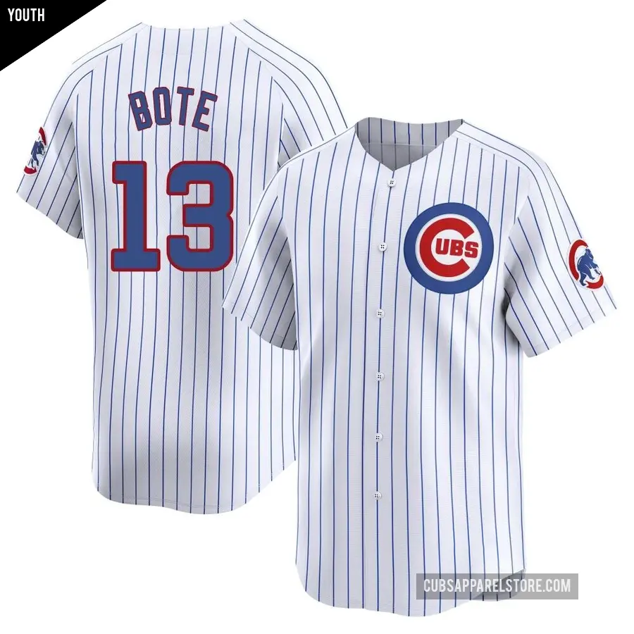 Youth Chicago Cubs ＃13 David Bote Limited White Home Jersey