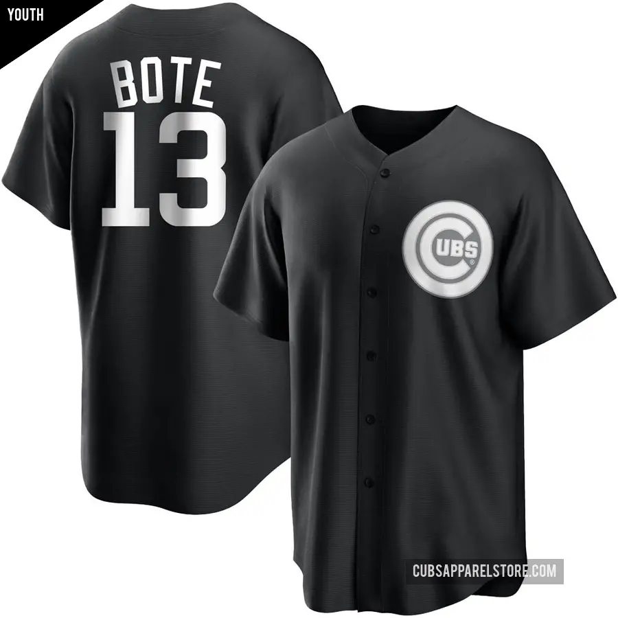 Youth Chicago Cubs ＃13 David Bote Replica Black/White Jersey