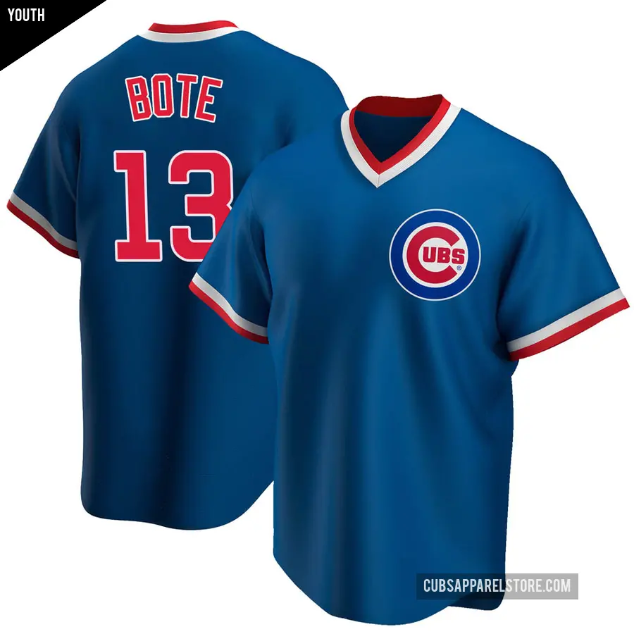 Youth Chicago Cubs ＃13 David Bote Replica Royal Road Cooperstown Collection Jersey