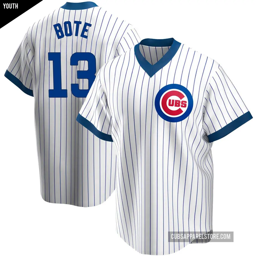 Youth Chicago Cubs ＃13 David Bote Replica White Home Cooperstown Collection Jersey