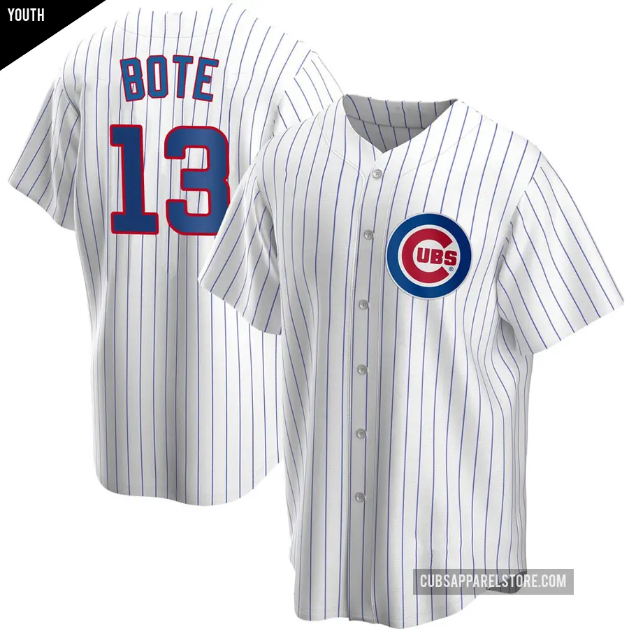 Youth Chicago Cubs ＃13 David Bote Replica White Home Jersey