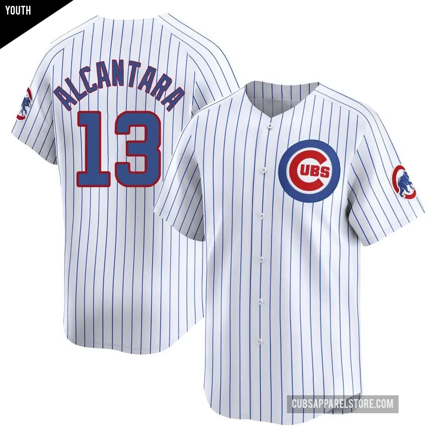 Youth Chicago Cubs ＃13 Kevin Alcantara Limited White Home Jersey