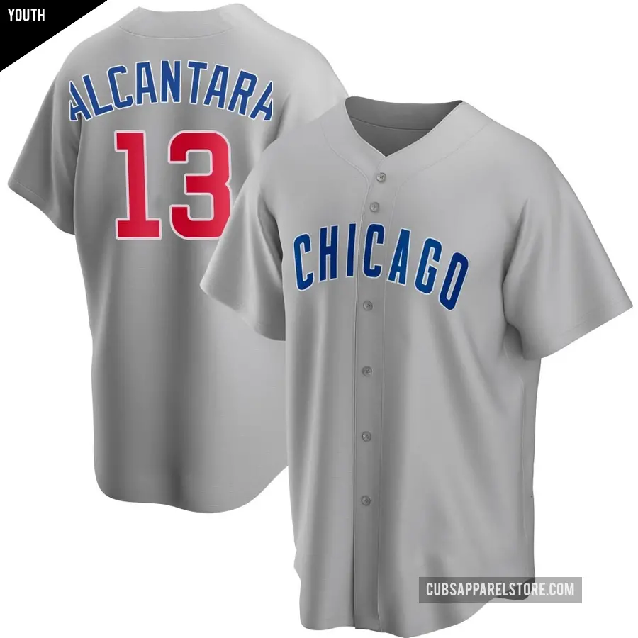 Youth Chicago Cubs ＃13 Kevin Alcantara Replica Gray Road Jersey