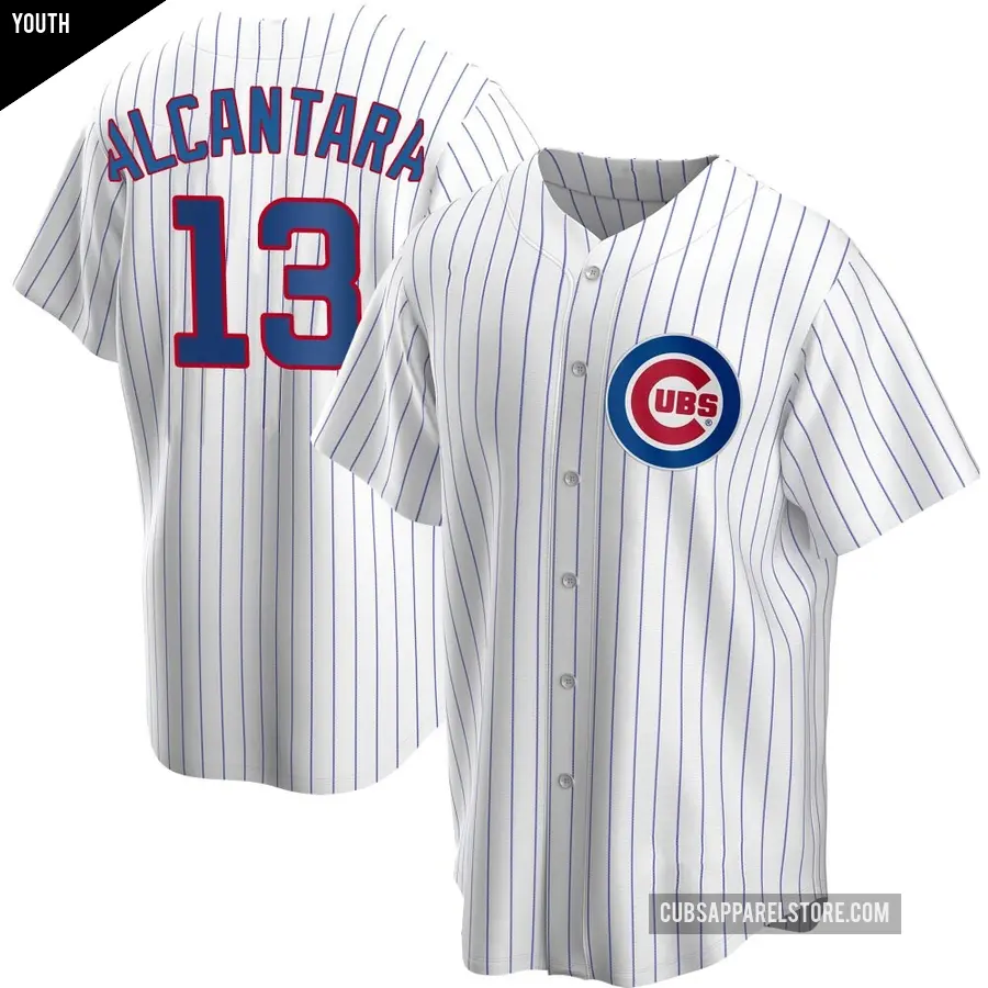 Youth Chicago Cubs ＃13 Kevin Alcantara Replica White Home Jersey