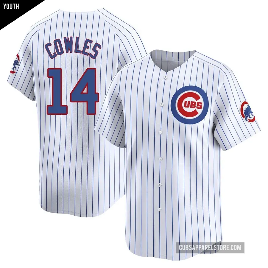 Youth Chicago Cubs ＃14 Benjamin Cowles Limited White Home Jersey