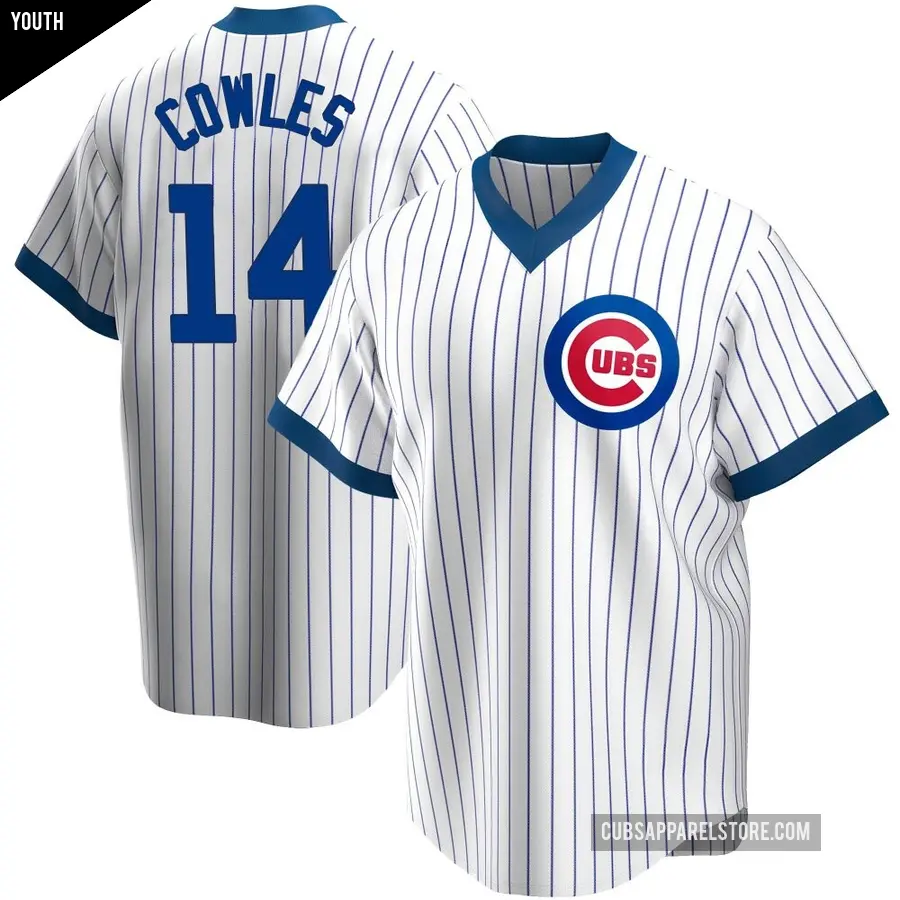 Youth Chicago Cubs ＃14 Benjamin Cowles Replica White Home Cooperstown Collection Jersey