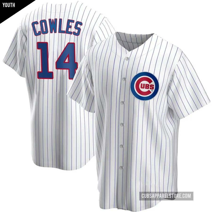 Youth Chicago Cubs ＃14 Benjamin Cowles Replica White Home Jersey