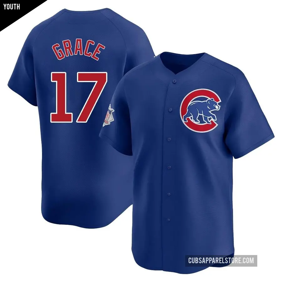 Youth Chicago Cubs ＃17 Mark Grace Limited Royal Alternate Jersey