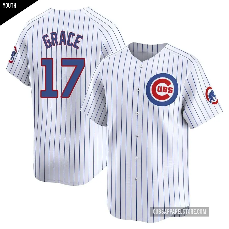 Youth Chicago Cubs ＃17 Mark Grace Limited White Home Jersey