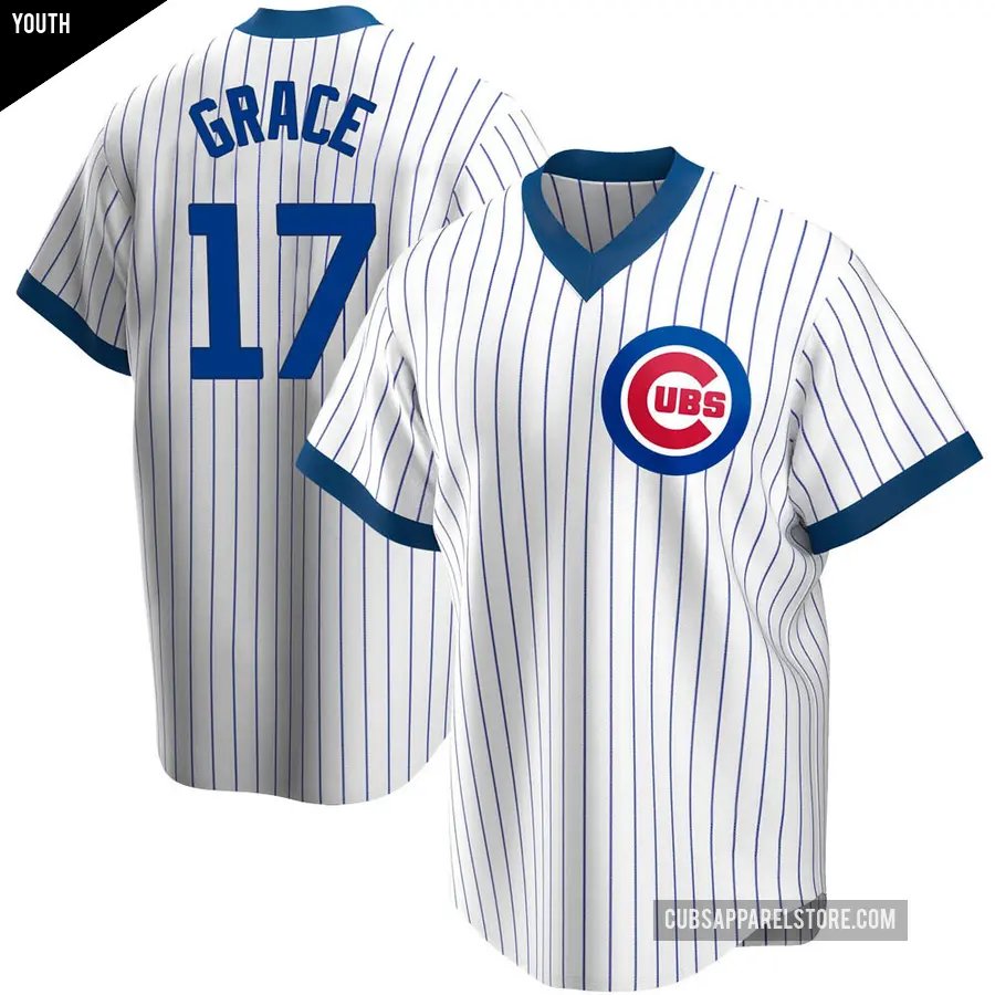 Youth Chicago Cubs ＃17 Mark Grace Replica White Home Cooperstown Collection Jersey