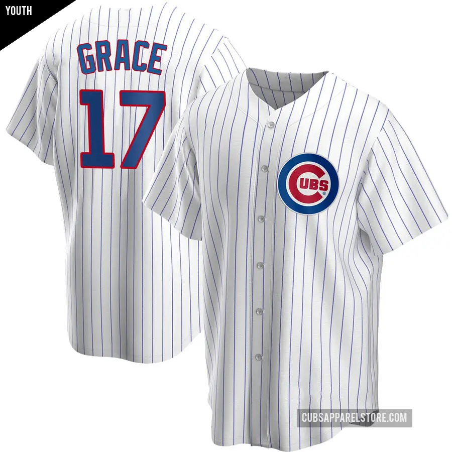 Youth Chicago Cubs ＃17 Mark Grace Replica White Home Jersey