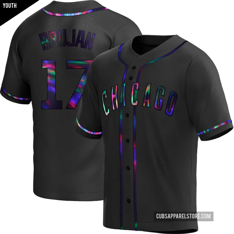 Youth Chicago Cubs ＃17 Vidal Brujan Replica Black Holographic Alternate Jersey