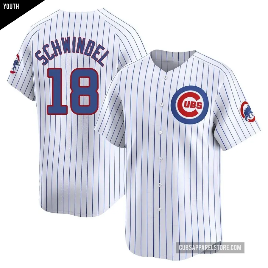 Youth Chicago Cubs ＃18 Frank Schwindel Limited White Home Jersey