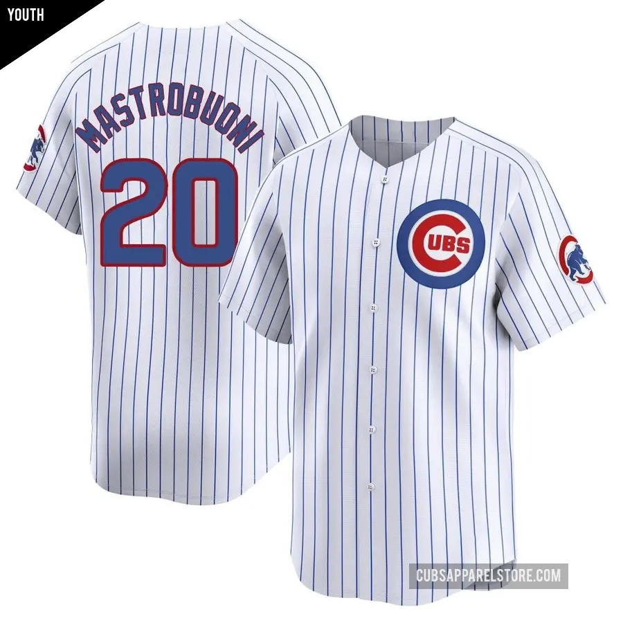 Youth Chicago Cubs ＃20 Miles Mastrobuoni Limited White Home Jersey