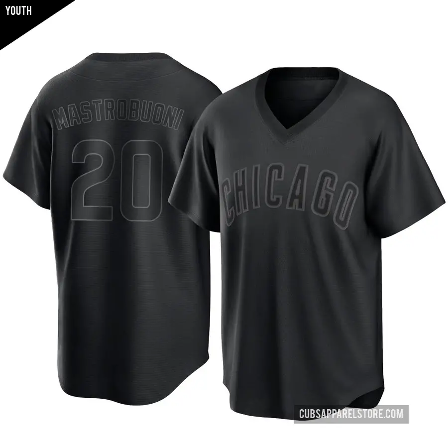 Youth Chicago Cubs ＃20 Miles Mastrobuoni Replica Black Pitch Fashion Jersey