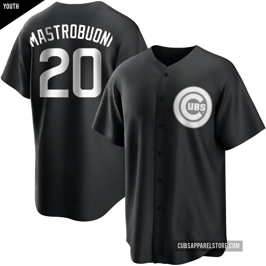 Youth Chicago Cubs ＃20 Miles Mastrobuoni Replica Black/White Jersey